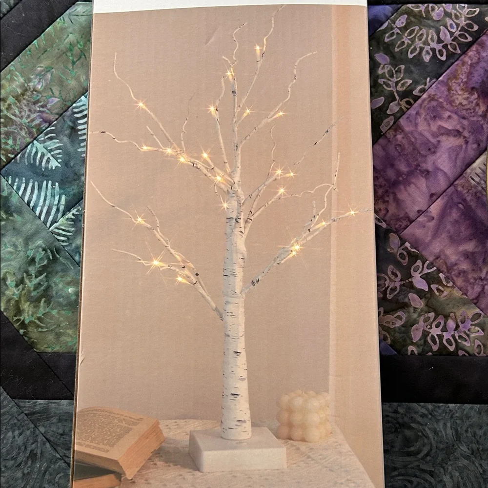 Illuminated Faux Birch Tree with or without Vibrant Red Hearts;Battery Operated